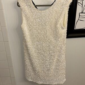 Elegant Cream Sequin Mini Dress